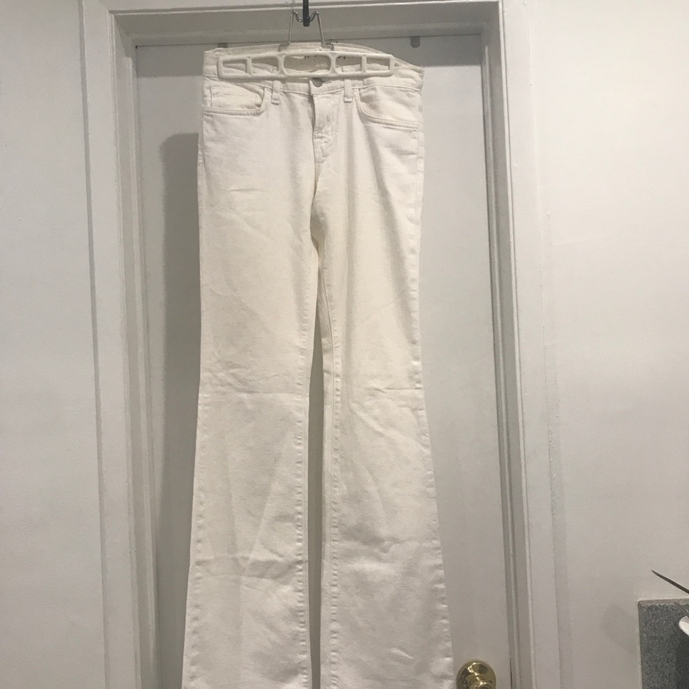 J brand white denim wide leg jeans